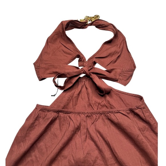 We Wore What Revolve Shell Chain Halter Midi Dress Large Trendy Brown - Picture 4 of 10